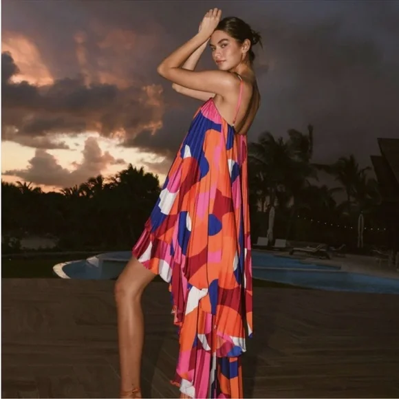 Anthropologie Hutch Tiered High-Low Pleated Dress Size S NWT - Picture 2 of 16